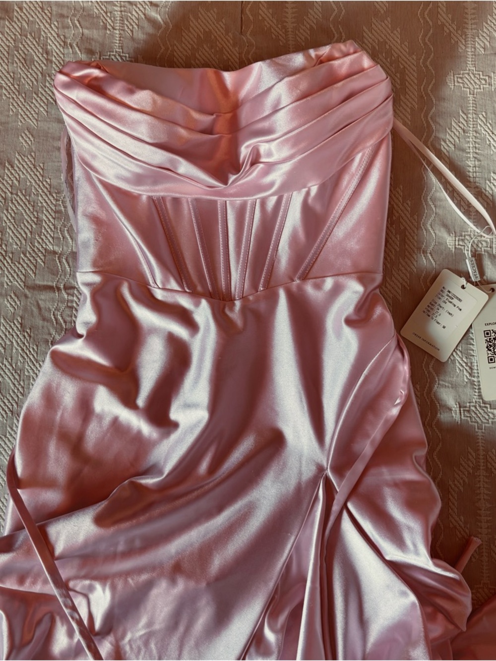 STACEES NWT! Blush Pink Prom Homecoming Maxi Dress sz 4 Corset style LaceUp Back - Picture 5 of 12